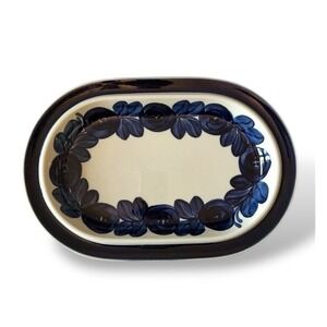 Vintage Arabia Finland Blue Anemone 14" Oval Platter Signed Ulla Procope MCM